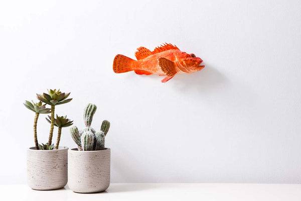 Red scorpionfish ceramic fish wall hanging