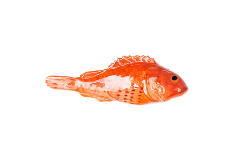Small red scorpionfish ceramic fish, orange version 